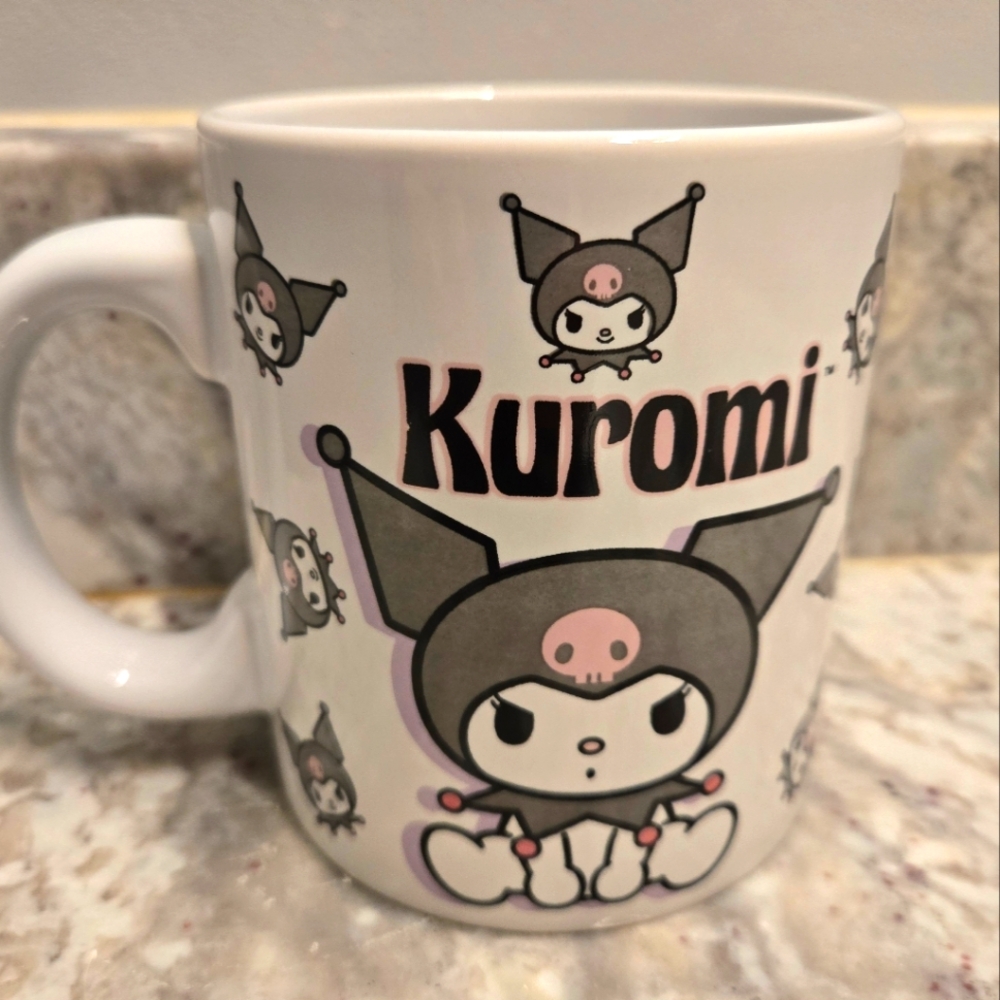 Kuromi Sanrio Hello Kitty & Friends Mug 20 Oz. Mischievous Bunny Pink Gray White